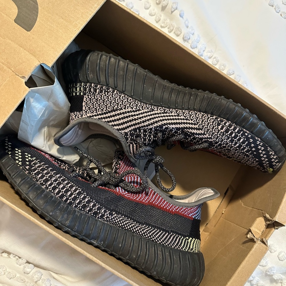 Yeezy Adidas Black and Multicolor Sneakers